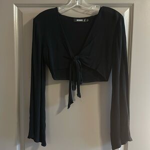 Black cropped tie top